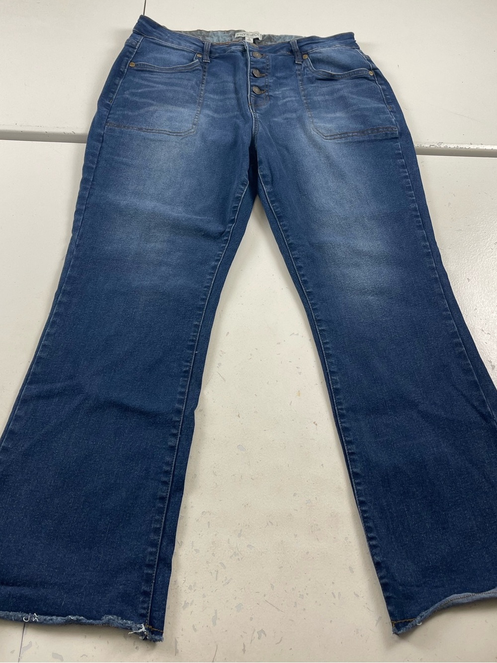 Frye &Co Jeans Wide leg Button Fly Women Size 16 Blue Denim